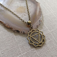 Load image into Gallery viewer, Solar Plexus Chakra Necklace on Bronze Rolo Chain, Yoga Jewelry