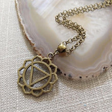 Load image into Gallery viewer, Solar Plexus Chakra Necklace on Bronze Rolo Chain, Yoga Jewelry