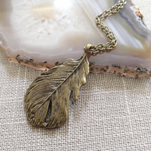 Load image into Gallery viewer, Leaf Necklace - Layering Jewelry on Bronze Cable Chain
