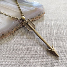 Load image into Gallery viewer, Arrow Necklace on Bronze Rolo Chain, Mens Jewelry