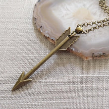 Load image into Gallery viewer, Arrow Necklace on Bronze Rolo Chain, Mens Jewelry