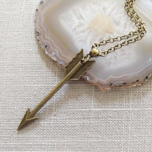 Load image into Gallery viewer, Arrow Necklace on Bronze Rolo Chain, Mens Jewelry