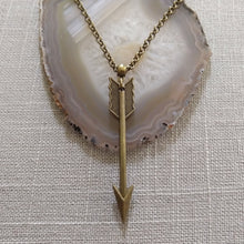 Load image into Gallery viewer, Arrow Necklace on Bronze Rolo Chain, Mens Jewelry