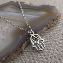 Load image into Gallery viewer, Hamsa and Star of David Silver Necklace