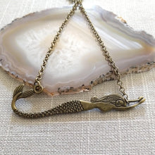 Load image into Gallery viewer, Bronze Mermaid Necklace on Rolo Chain