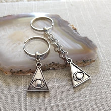 Load image into Gallery viewer, All Seeing Eye Illuminati Keychain, Backpack or Purse Charm, Zipper Pull
