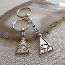 Load image into Gallery viewer, All Seeing Eye Illuminati Keychain, Backpack or Purse Charm, Zipper Pull