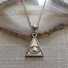 Load image into Gallery viewer, Evil Eye Illuminati Necklace on Silver Cable Chain - Mens Jewelry