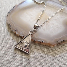 Load image into Gallery viewer, Evil Eye Illuminati Necklace on Silver Cable Chain - Mens Jewelry