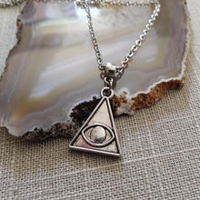 Load image into Gallery viewer, Evil Eye Illuminati Necklace on Silver Cable Chain - Mens Jewelry