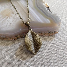 Load image into Gallery viewer, Leaf Necklace - Layering Jewelry on Bronze Rolo Chain