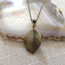 Load image into Gallery viewer, Leaf Necklace - Layering Jewelry on Bronze Rolo Chain