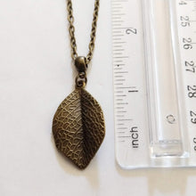 Load image into Gallery viewer, Leaf Necklace - Layering Jewelry on Bronze Rolo Chain