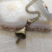 Load image into Gallery viewer, Magic Mushroom Necklace, Psychedelic Charm Necklace on Silver Cable Chain