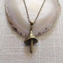 Load image into Gallery viewer, Magic Mushroom Necklace, Psychedelic Charm Necklace on Silver Cable Chain