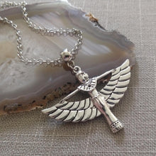 Load image into Gallery viewer, Goddess Isis Necklace on Silver Rolo Chain, Egyptian Jewelry