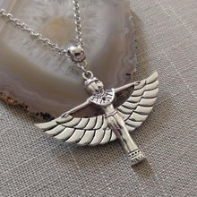 Load image into Gallery viewer, Goddess Isis Necklace on Silver Rolo Chain, Egyptian Jewelry