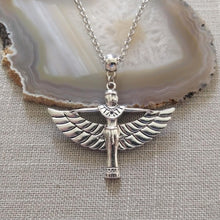 Load image into Gallery viewer, Goddess Isis Necklace on Silver Rolo Chain, Egyptian Jewelry