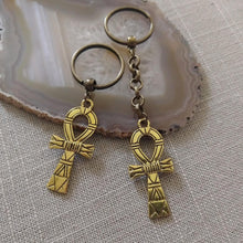Load image into Gallery viewer, Ankh Keychain, Egyptian Key Fob, Bronze Key Ring or Zipper Pull