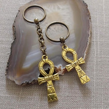 Load image into Gallery viewer, Ankh Keychain, Egyptian Key Fob, Bronze Key Ring or Zipper Pull