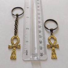 Load image into Gallery viewer, Ankh Keychain, Egyptian Key Fob, Bronze Key Ring or Zipper Pull