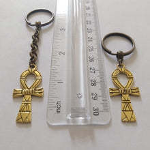 Load image into Gallery viewer, Ankh Keychain, Egyptian Key Fob, Bronze Key Ring or Zipper Pull