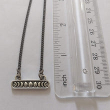 Load image into Gallery viewer, Phases of the Moon Necklace on Thin Gunmetal Curb Chain