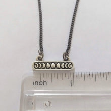 Load image into Gallery viewer, Phases of the Moon Necklace on Thin Gunmetal Curb Chain
