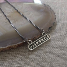 Load image into Gallery viewer, Phases of the Moon Necklace on Thin Gunmetal Curb Chain