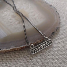 Load image into Gallery viewer, Phases of the Moon Necklace on Thin Gunmetal Curb Chain