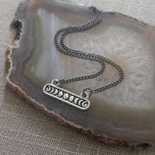 Load image into Gallery viewer, Phases of the Moon Necklace on Thin Gunmetal Curb Chain
