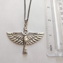 Load image into Gallery viewer, Goddess Isis Necklace on Gunmetal Curb Chain, Egyptian Jewelry