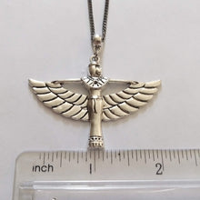 Load image into Gallery viewer, Goddess Isis Necklace on Gunmetal Curb Chain, Egyptian Jewelry