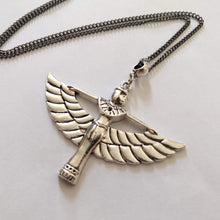 Load image into Gallery viewer, Goddess Isis Necklace on Gunmetal Curb Chain, Egyptian Jewelry