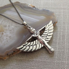 Load image into Gallery viewer, Goddess Isis Necklace on Gunmetal Curb Chain, Egyptian Jewelry