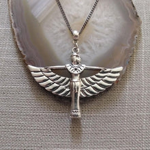 Load image into Gallery viewer, Goddess Isis Necklace on Gunmetal Curb Chain, Egyptian Jewelry