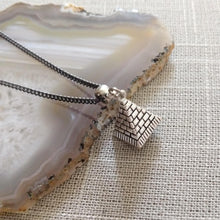 Load image into Gallery viewer, Silver Pyramid Necklace, Egyptian Jewelry Thin Gunmetal Chain