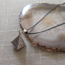 Load image into Gallery viewer, Silver Pyramid Necklace, Egyptian Jewelry Thin Gunmetal Chain