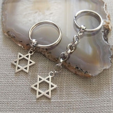 Load image into Gallery viewer, Star of David Keychain, Jewish Religious Iconography