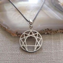 Load image into Gallery viewer, Enneagram of Personality Necklace Thin Gunmetal Chain