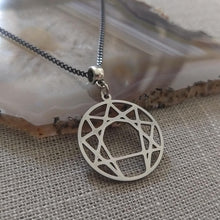 Load image into Gallery viewer, Enneagram of Personality Necklace Thin Gunmetal Chain