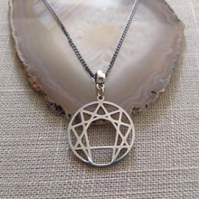 Load image into Gallery viewer, Enneagram of Personality Necklace Thin Gunmetal Chain