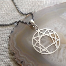 Load image into Gallery viewer, Enneagram of Personality Necklace Thin Gunmetal Chain