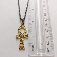 Load image into Gallery viewer, Ankh Egyptian Cross Necklace on Bronze Rolo Chain