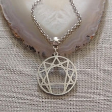 Load image into Gallery viewer, Enneagram of Personality Necklace on Silver Rolo Chain, Yoga Gifts