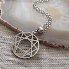 Load image into Gallery viewer, Enneagram of Personality Necklace on Silver Rolo Chain, Yoga Gifts