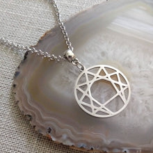 Load image into Gallery viewer, Enneagram of Personality Necklace on Silver Rolo Chain, Yoga Gifts