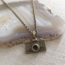 Load image into Gallery viewer, Vintage Camera Necklace on Bronze Rolo Chain
