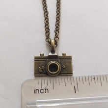 Load image into Gallery viewer, Vintage Camera Necklace on Bronze Rolo Chain