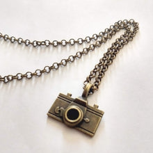 Load image into Gallery viewer, Vintage Camera Necklace on Bronze Rolo Chain